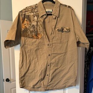 Magellan Outdoors Men's Brown Camo Button Down Shirt